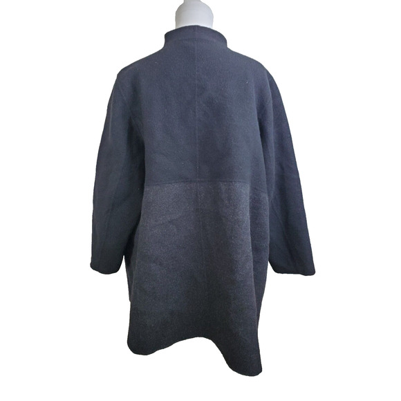 EILEEN FISHER Womens 2X Jacket Black Wool Blend Coat Plus Size Colorblock - Picture 2 of 12